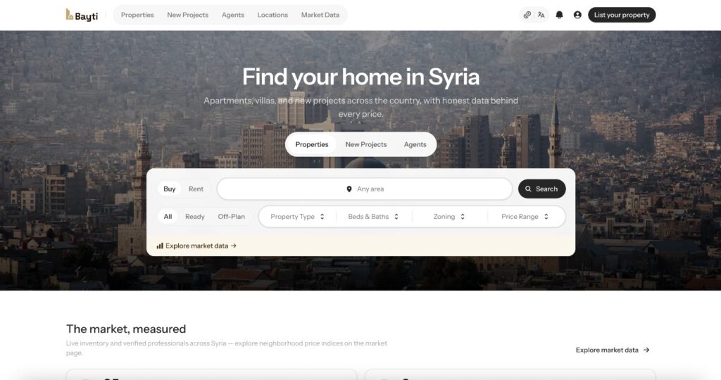 من لندن إلى دمشق Baytiمنصة ذكية لخدمة سوق العقارات في سورية 4